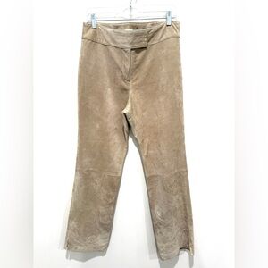 Vintage SORBE Women’s Beige High-Rise 100% Suede Y2K Wide Leg Pants Size 10